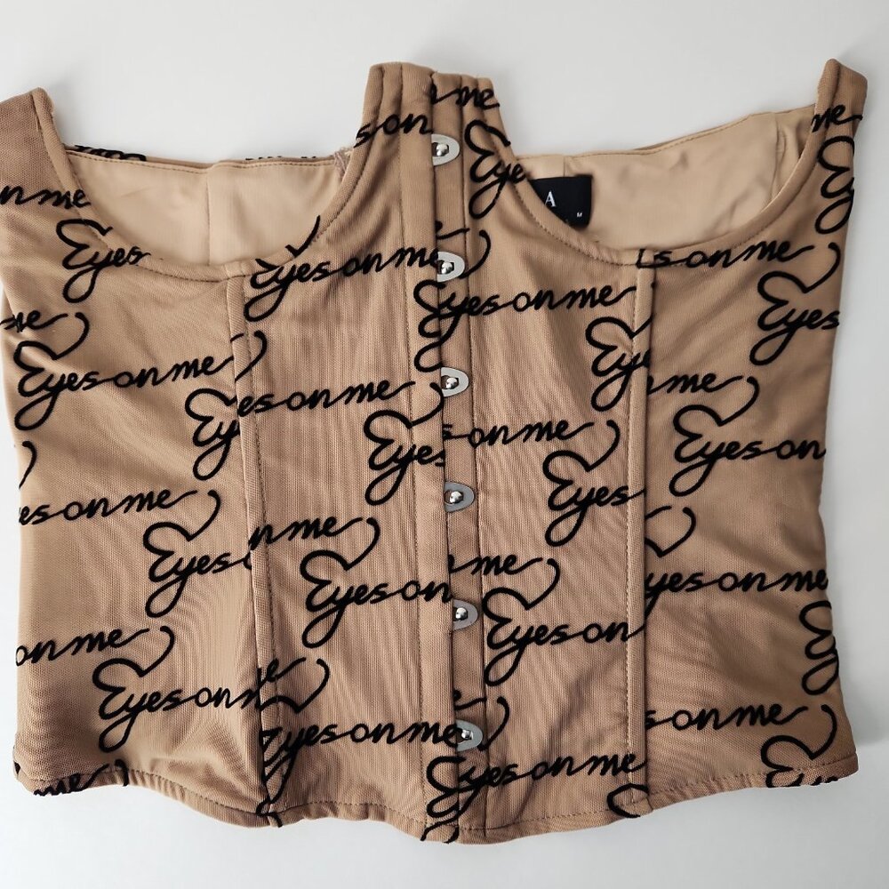 AKIRA Label "Eyes On Me" Corset under bust belt top stretch mesh size M - Picture 10 of 16